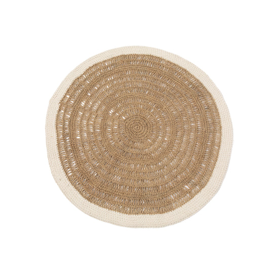 Het Seagrass & Katoen Rond Tapijt - Naturel Wit - 100