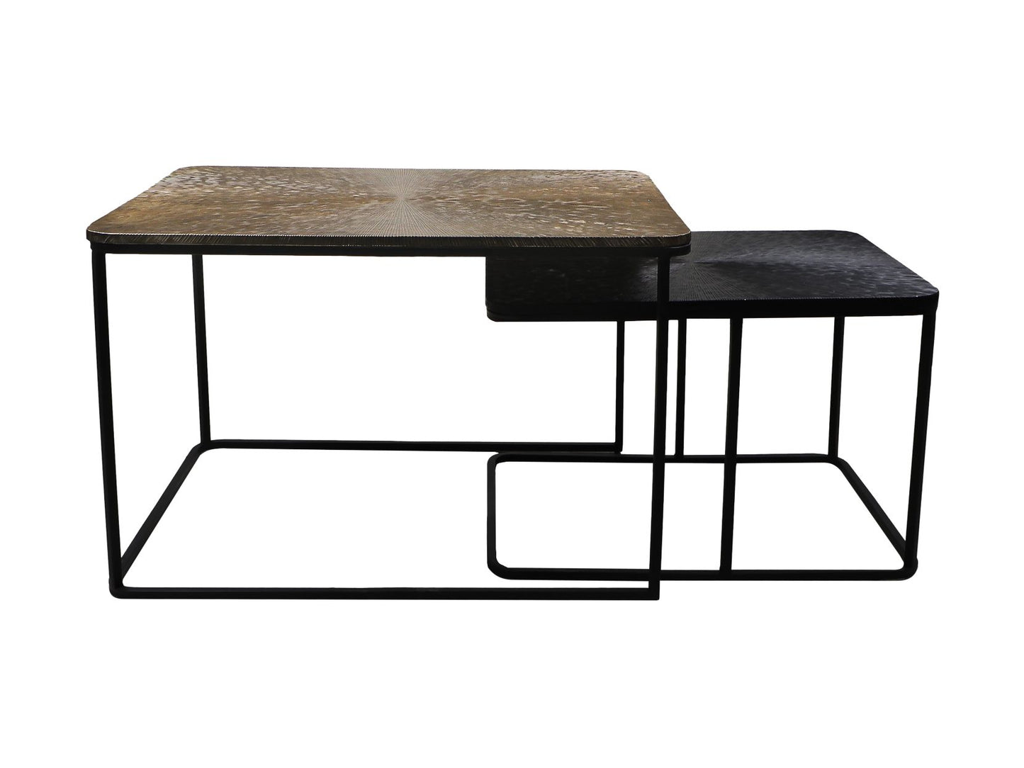 salontafel fletcher - 70x50x45/55x40x37 - goud/zwart - aluminium/ijzer