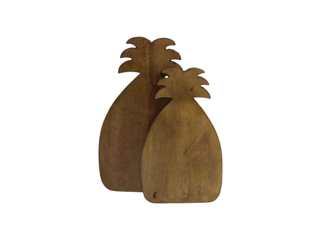 snijplank ananas - naturel - mangohout - set van 2