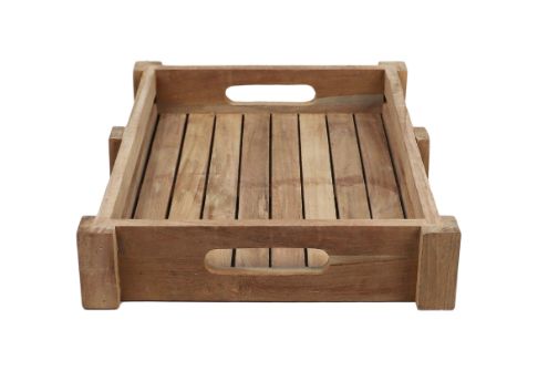 tray teak dienblad - 30x40x7 - naturel - teak