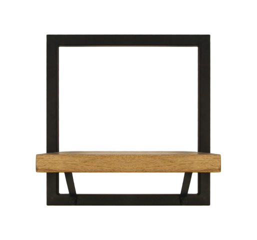 wandplank levels - 32x32 cm - mangohout/ijzer