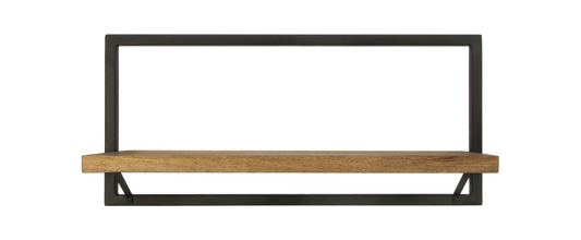 Wandplank Levels - 70x32 cm - mangohout/ijzer